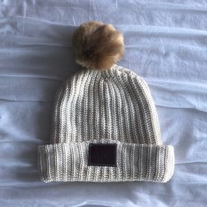 LOVE YOUR MELON white/tan puffball hat